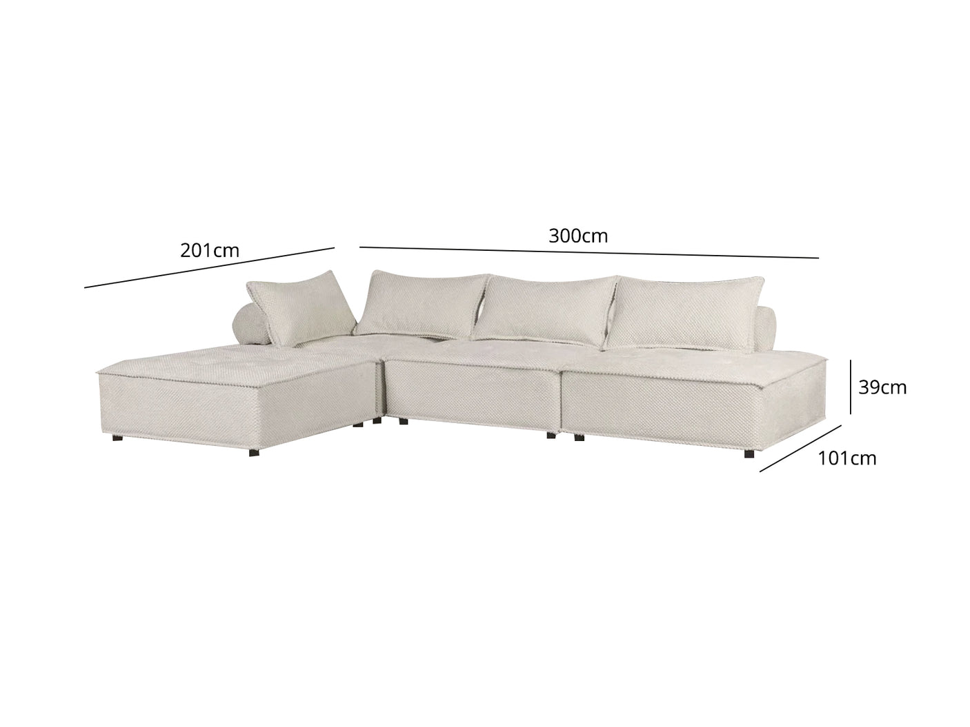 Hazel Sectional Sofa Velvet Cream