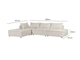 Hazel Sectional Sofa Velvet Cream