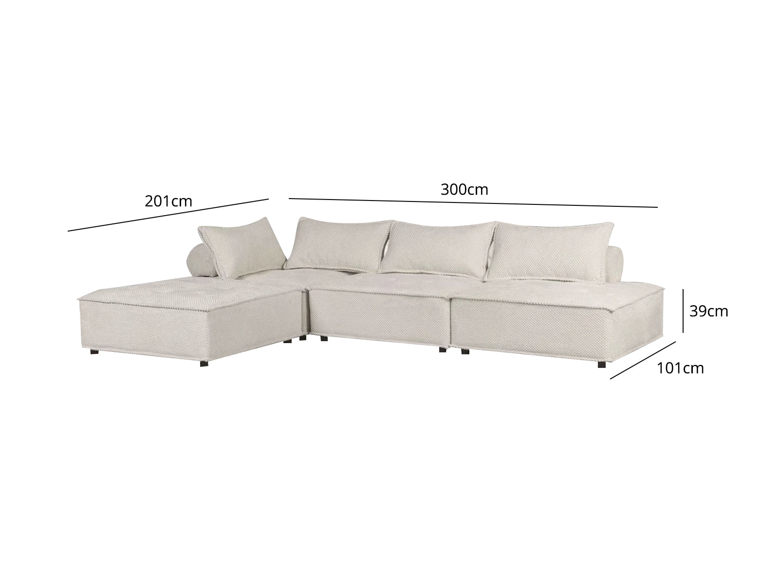 Hazel Velvet Sectional Sofa - Cream