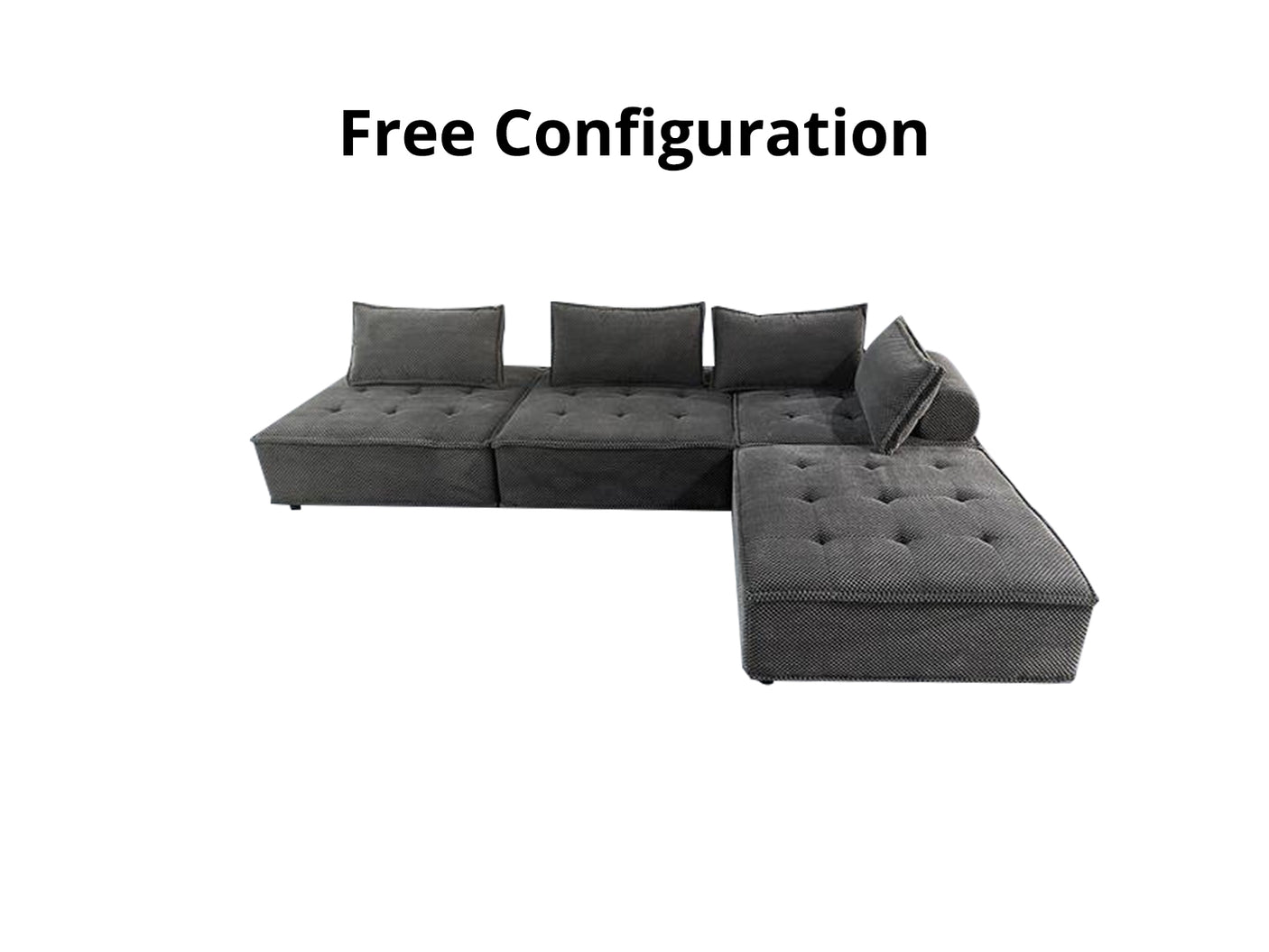 Hazel Sectional Sofa Velvet Dark Grey