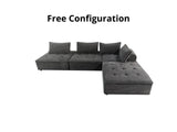 Hazel Sectional Sofa Velvet Dark Grey