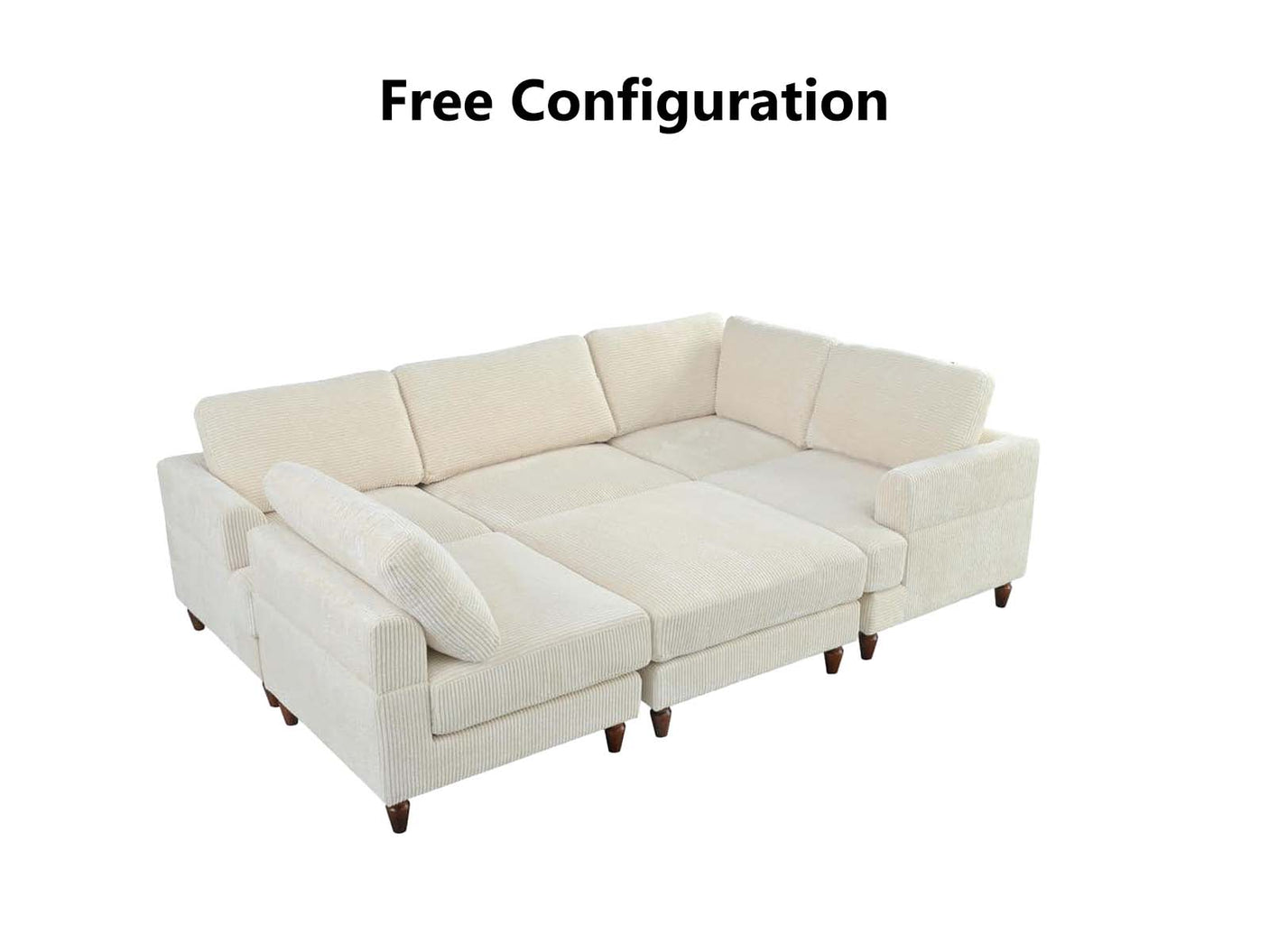Sondra Corduroy Combination Sofa Set Beige