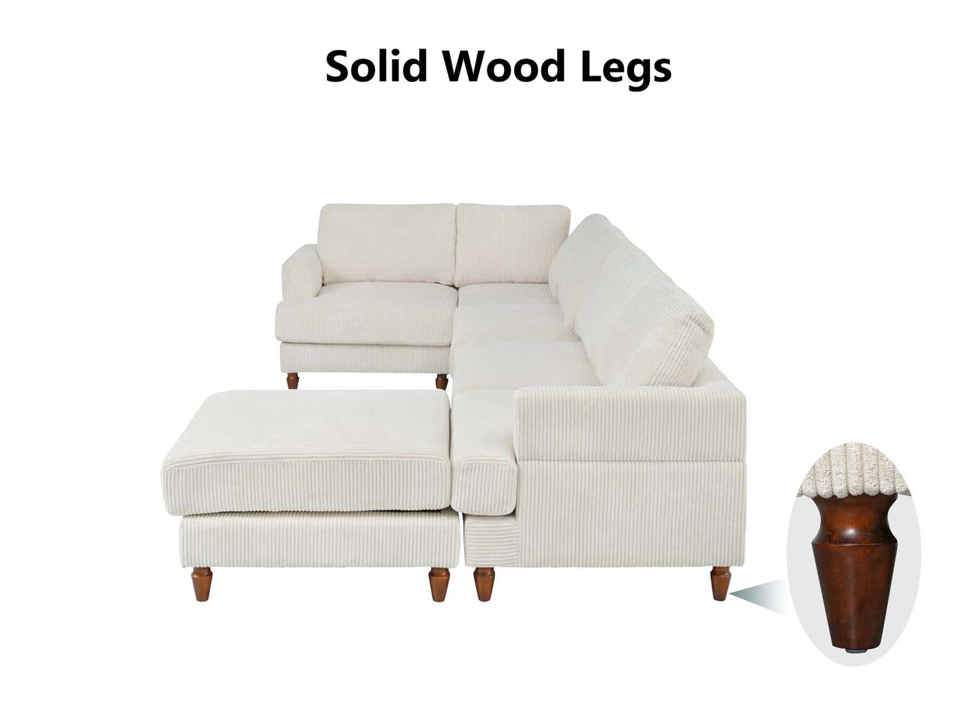 Sondra Corduroy Combination Sofa Set Beige
