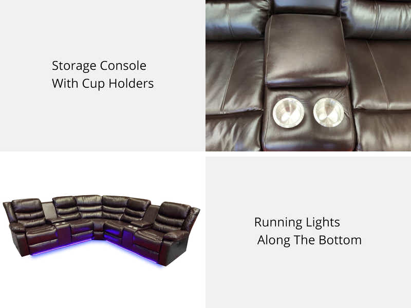 Pamela Recliner Sofa Set with LED Light