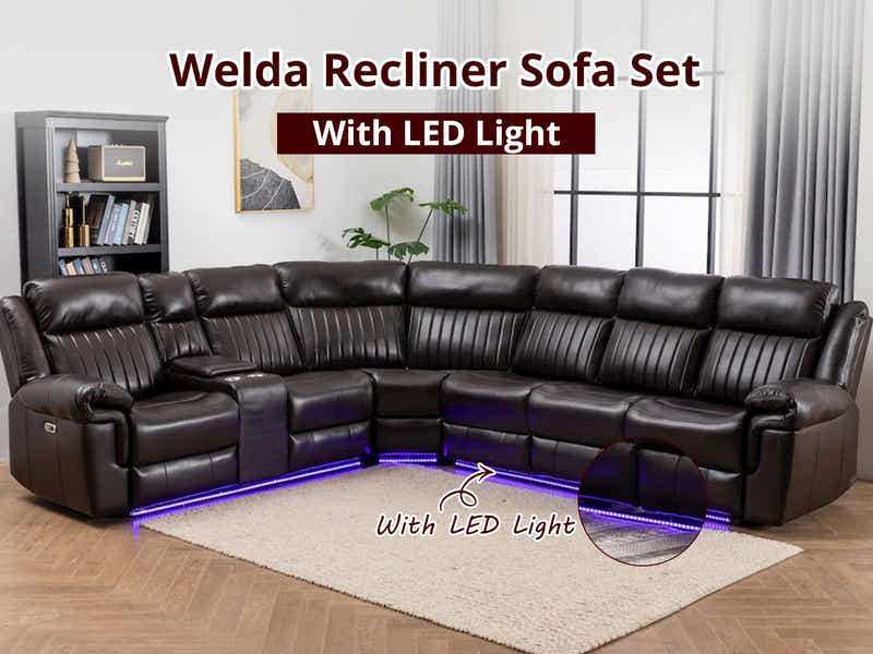 Welda Recliner Sofa Set with LED Light