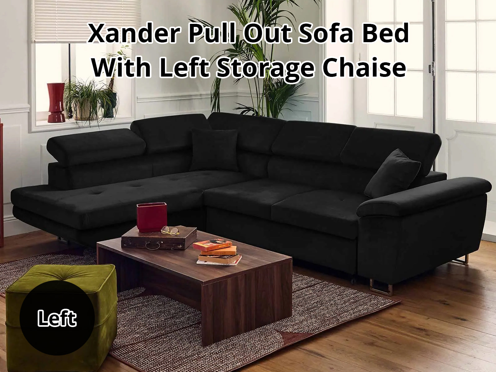 Xander Pull Out Sofa Bed with Left Storage Chaise
