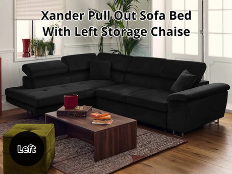 Xander Pull Out Sofa Bed with Left Storage Chaise