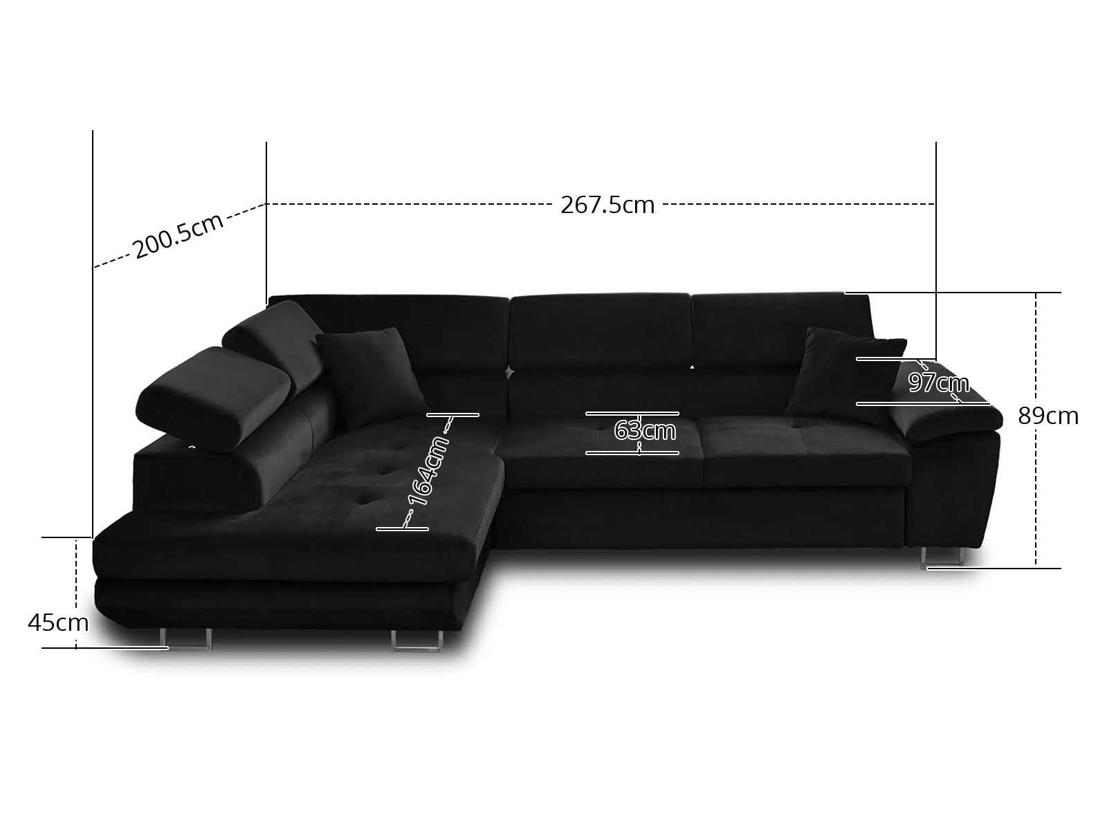 Xander Pull Out Sofa Bed with Left Storage Chaise