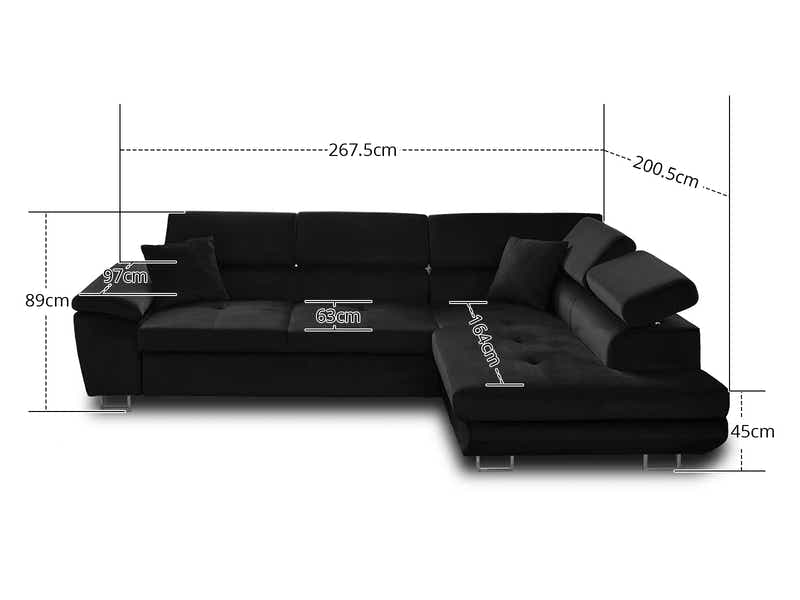 Xander Pull Out Sofa Bed with Right Storage Chaise