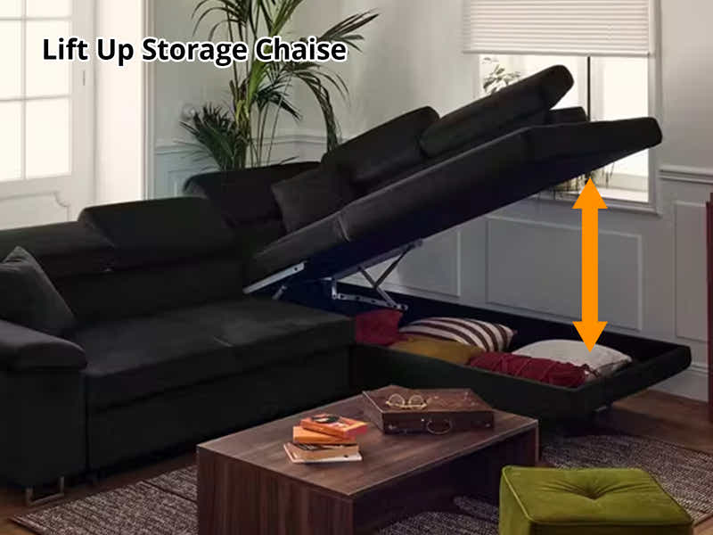 Xander Pull Out Sofa Bed with Right Storage Chaise