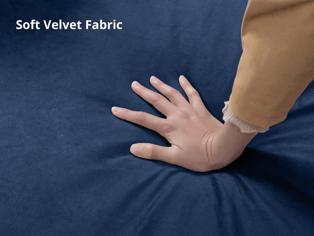 Lemore Velvet Sofa With Left Chaise - Navy Blue