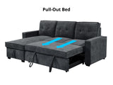 Collyn Pull Out Sofa Bed with Left Chaise Chenille Dark Grey