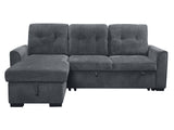 Collyn Pull Out Sofa Bed with Left Chaise Chenille Dark Grey