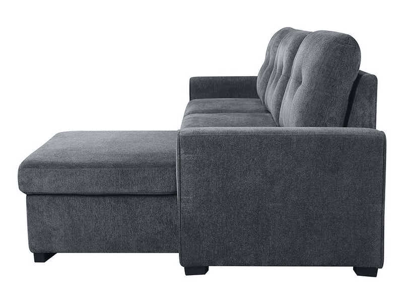 Collyn Pull Out Sofa Bed with Left Chaise Chenille Dark Grey