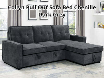 Collyn Pull Out Sofa Bed Chenille Dark Grey