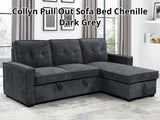 DS Collyn Pull Out Sofa Bed Chenille Dark Grey