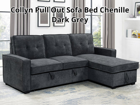 DS Collyn Pull Out Sofa Bed Chenille Dark Grey