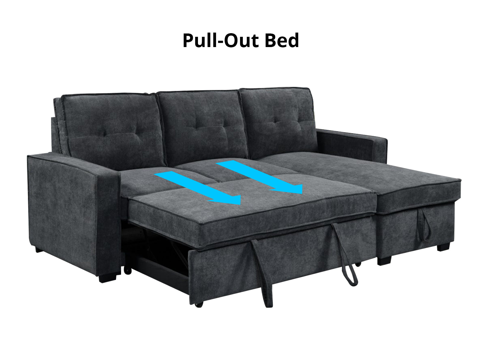 DS Collyn Pull Out Sofa Bed Chenille Dark Grey