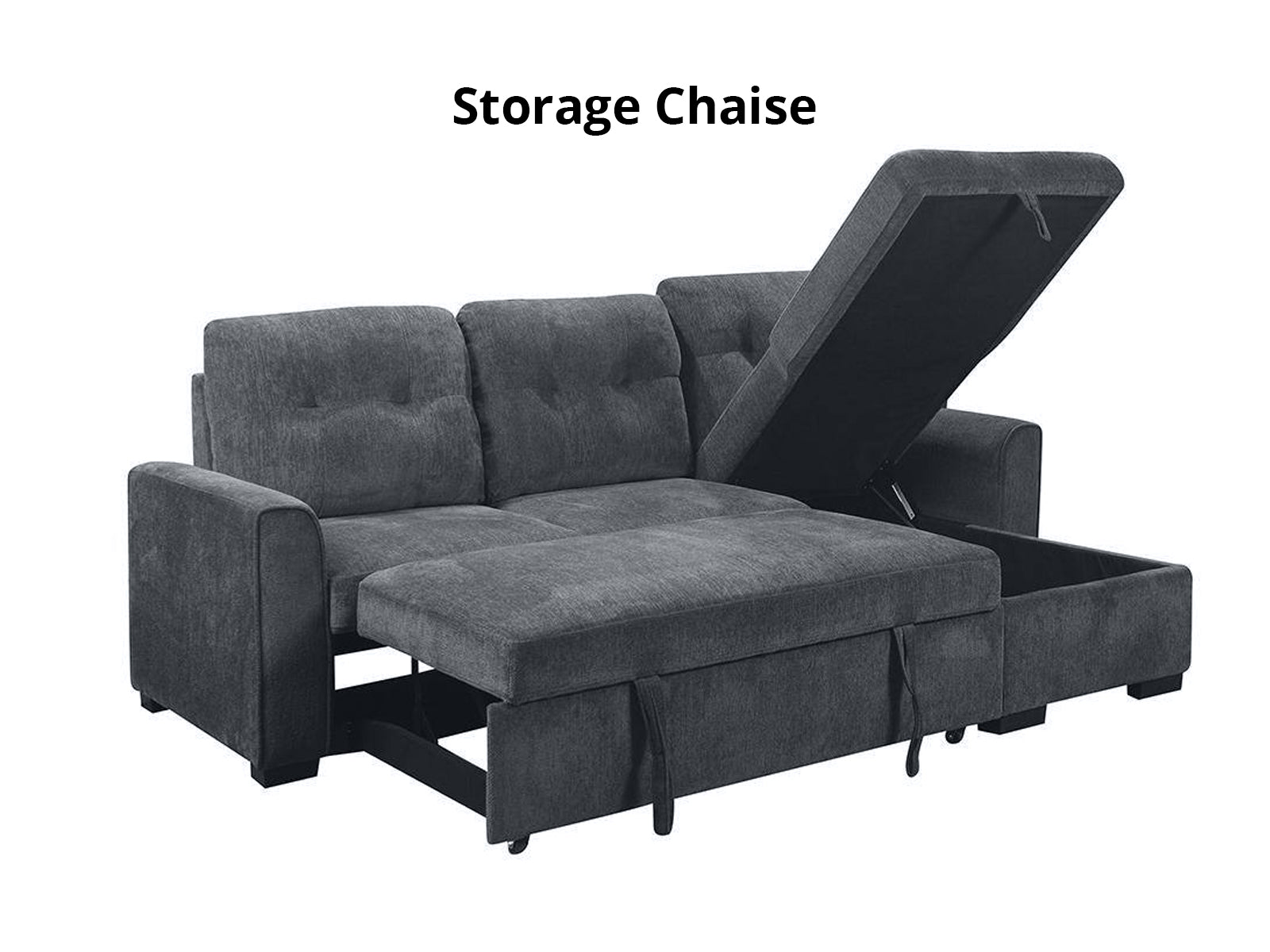DS Collyn Pull Out Sofa Bed Chenille Dark Grey