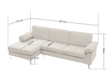 DS Pauline Velvet Sectional Sofa with Left Chaise Beige