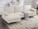 DS Pauline Velvet Sectional Sofa with Left Chaise Beige