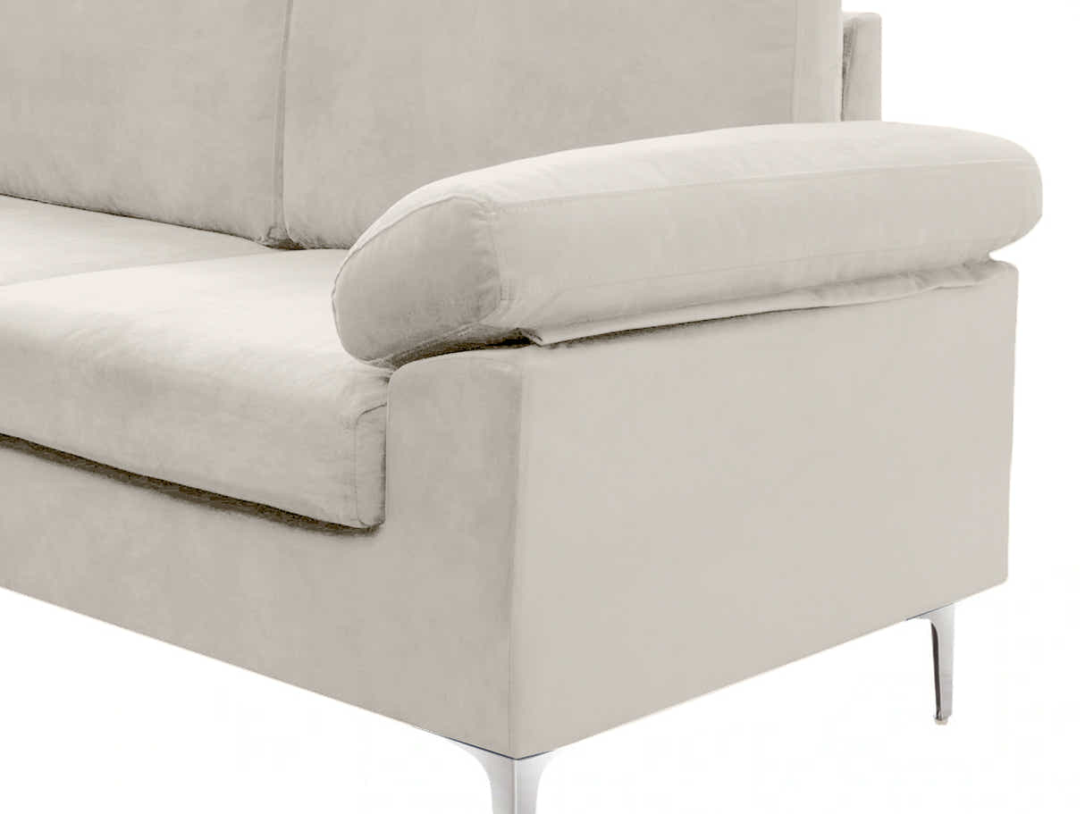 Pauline Velvet Sectional Sofa with Left Chaise - Beige