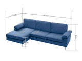 DS Pauline Velvet Sectional Sofa with Left Chaise Blue