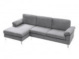 DS Pauline Velvet Sectional Sofa with Left Chaise Grey