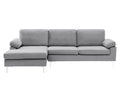 Pauline Velvet Sectional Sofa with Left Chaise - Grey
