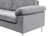 DS Pauline Velvet Sectional Sofa with Left Chaise Grey