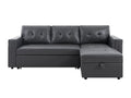 Novia Pull-out Sofa Bed with Storage Chaise PU - Dark Grey