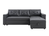 DS Novia Pull-out Sofa Bed with Storage Chaise PU Dark Grey