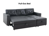 DS Novia Pull-out Sofa Bed with Storage Chaise PU Dark Grey