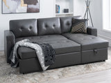 DS Novia Pull-out Sofa Bed with Storage Chaise PU Dark Grey