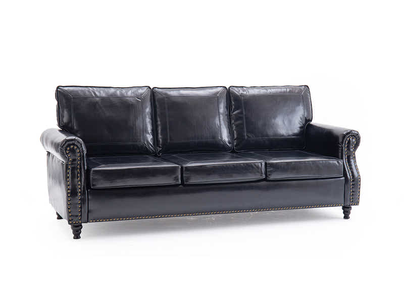 Cassandra 3-seater Sofa PU - Black