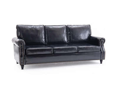 Cassandra 3-seater Sofa PU - Black