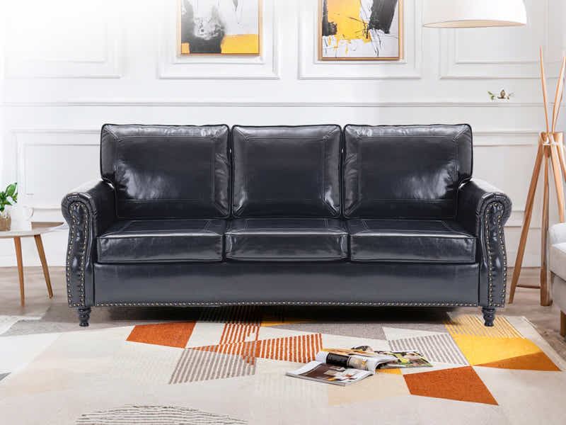 Cassandra 3-seater Sofa PU - Black