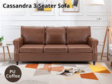 Cassandra 3-seater Sofa PU - Coffee