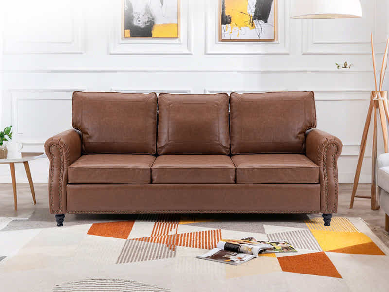 Cassandra 3-seater Sofa PU - Coffee