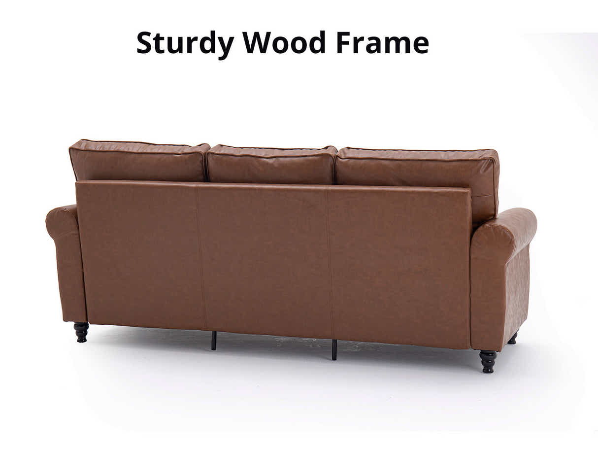 Cassandra 3-seater Sofa PU - Coffee