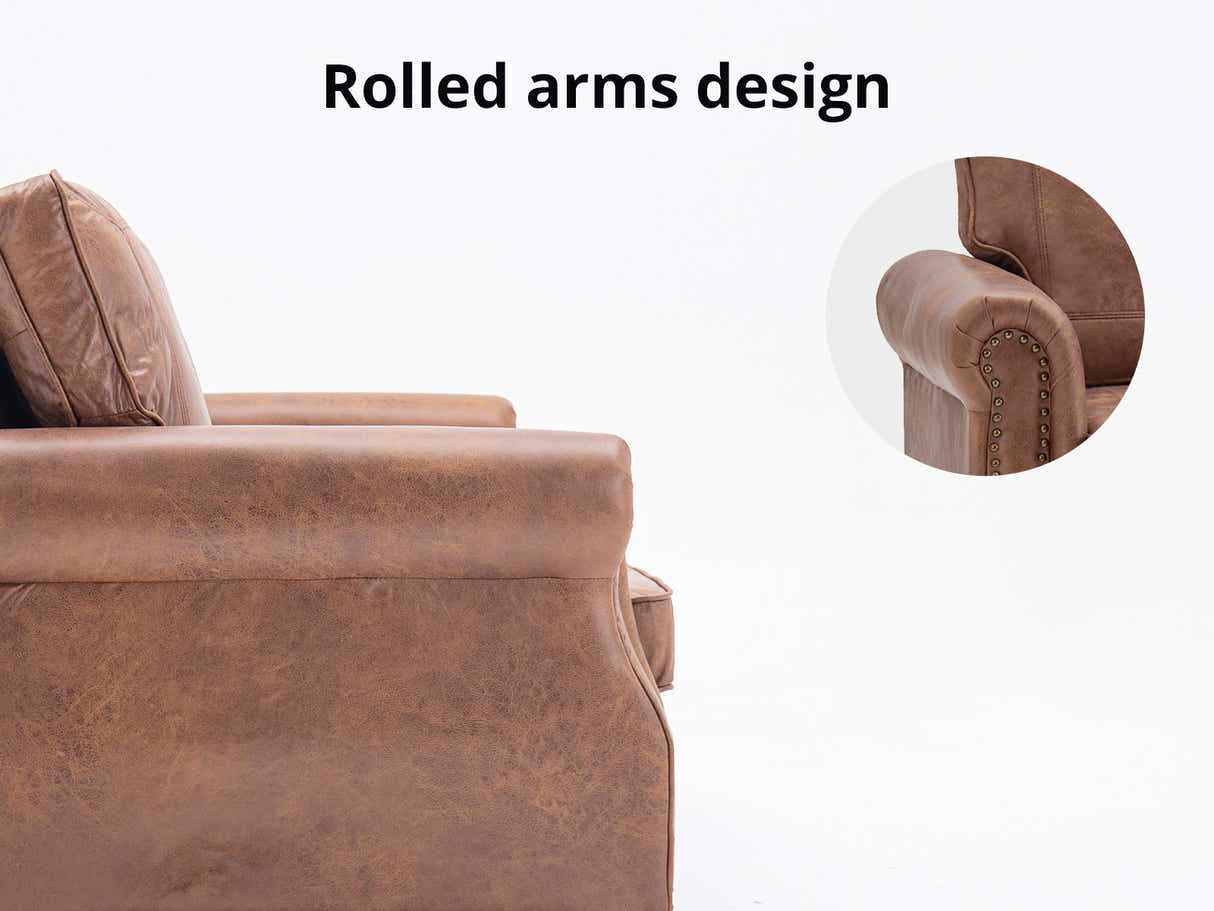 Cassandra 3-seater Sofa PU - Dark Brown