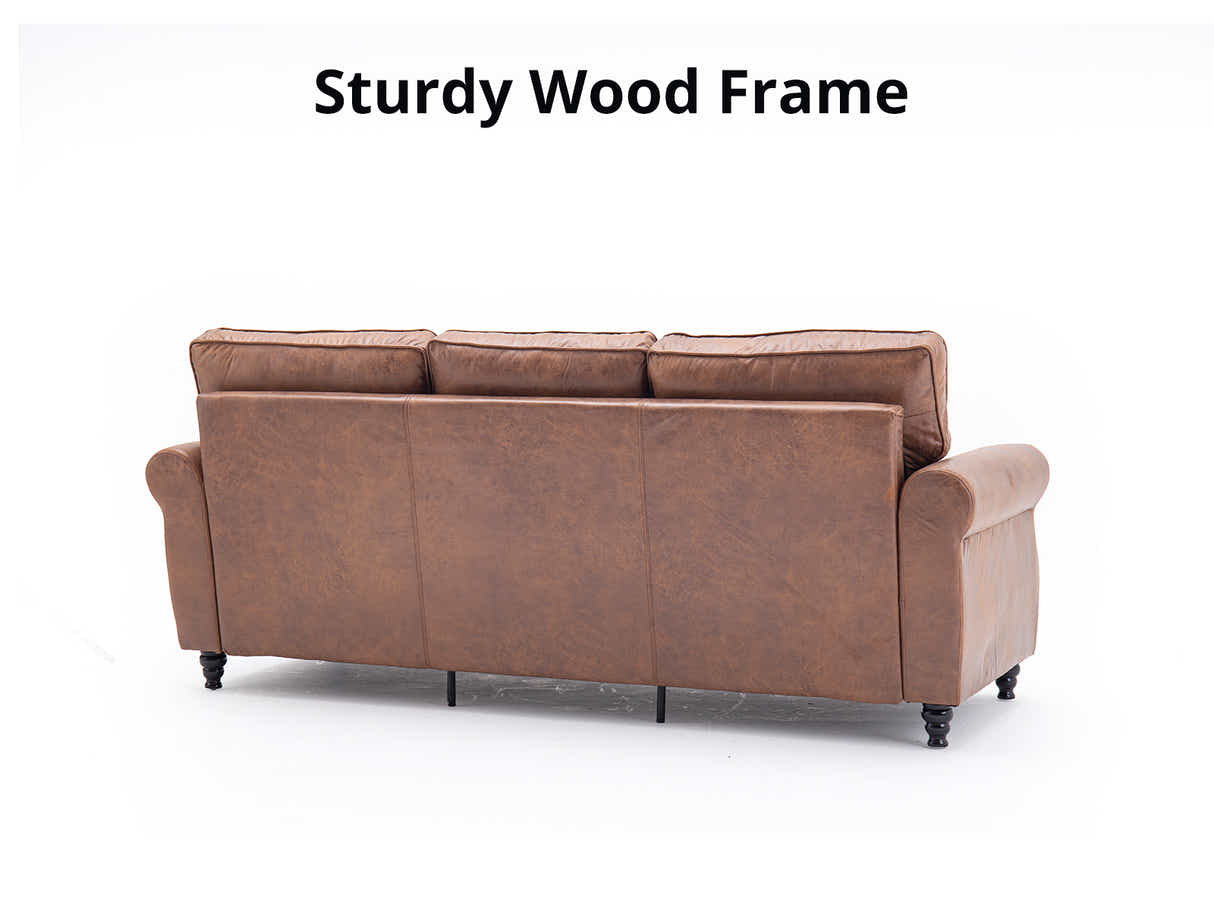 Cassandra 3-seater Sofa PU - Dark Brown
