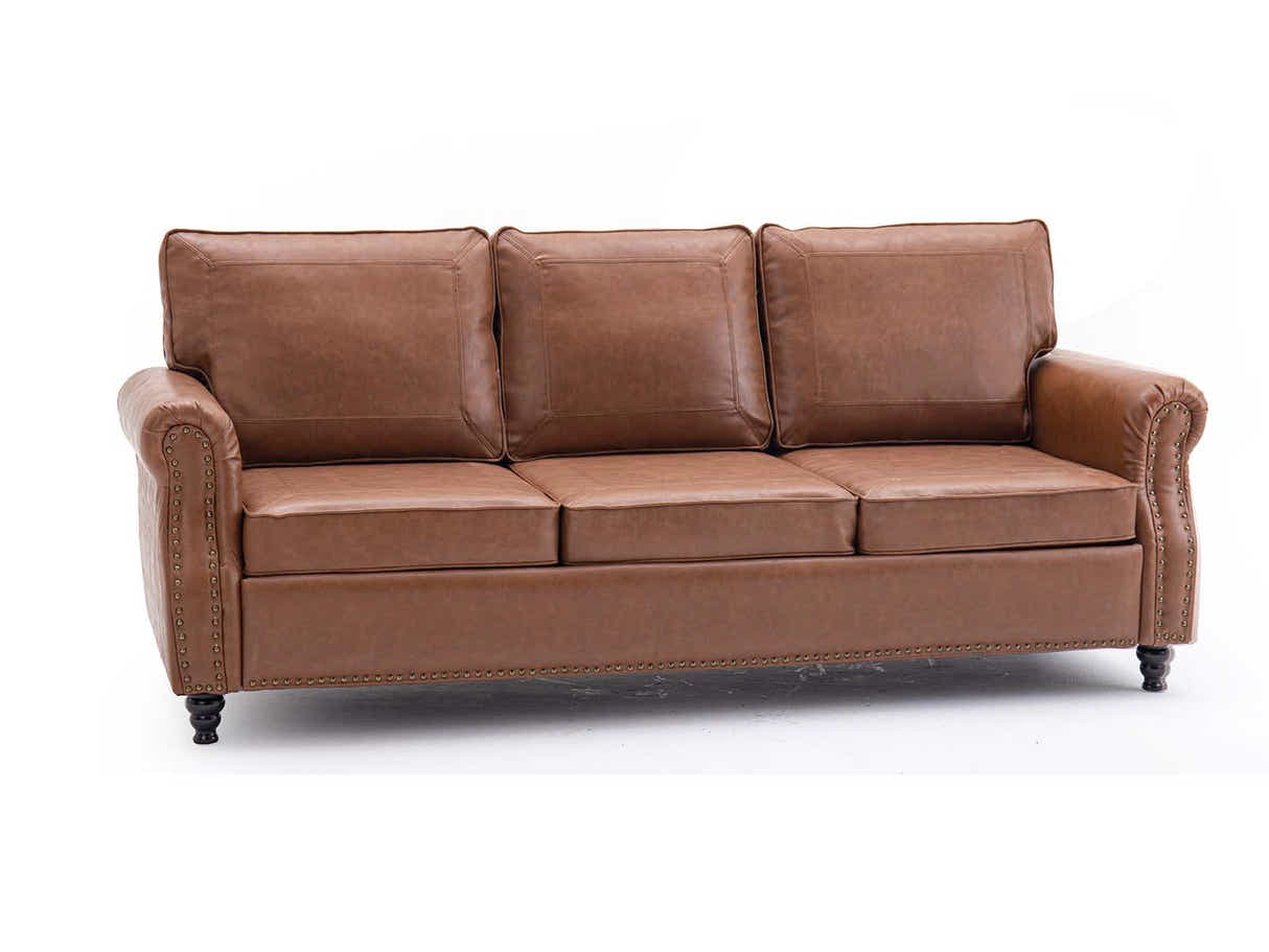 Cassandra 3-seater Sofa PU - Tan Brown