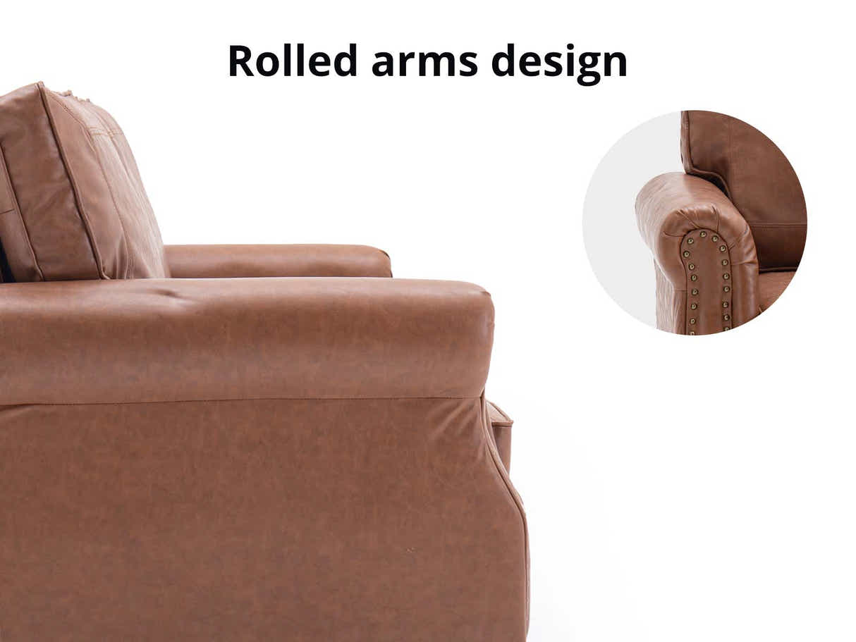 Cassandra 3-seater Sofa PU - Tan Brown