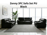 Zonny 3PC Sofa Set PU - Black