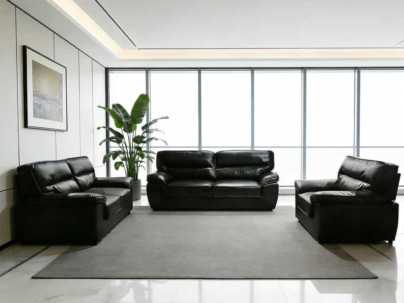 Zonny 3PC Sofa Set PU - Black