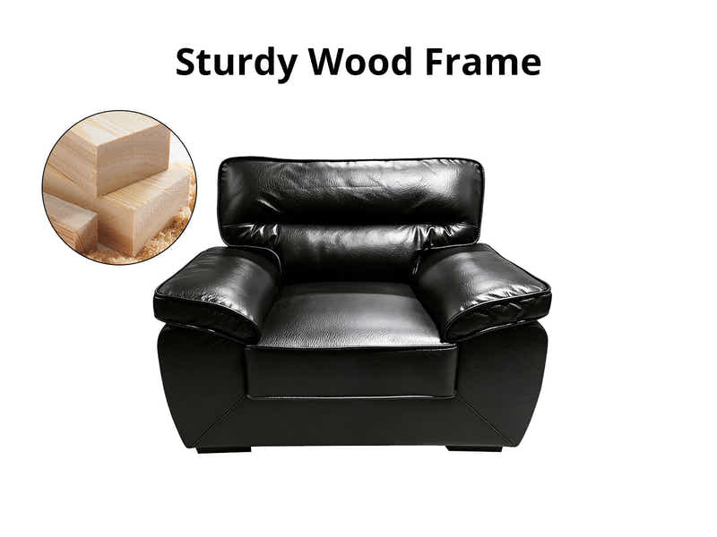 Zonny 3PC Sofa Set PU - Black