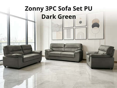 Zonny 3PC Sofa Set PU - Dark Green