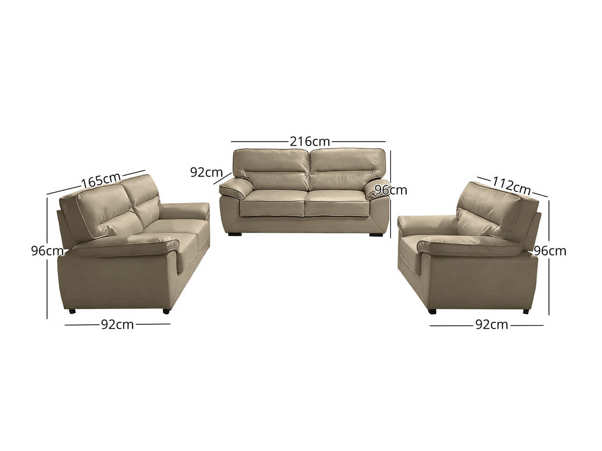 Zonny 3PC Sofa Set PU - Taupe