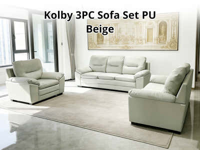 Kolby 3PC Sofa Set PU - Beige